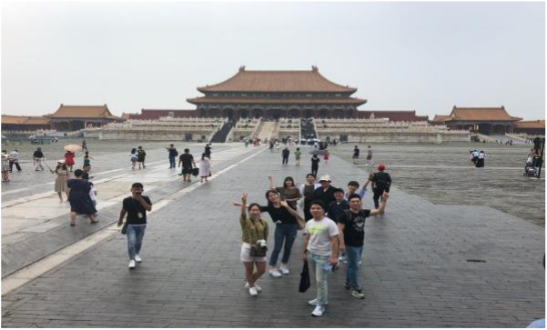 In front of the Hall of Supreme Harmony in the Forbidden City with fellow students from Sarangbang